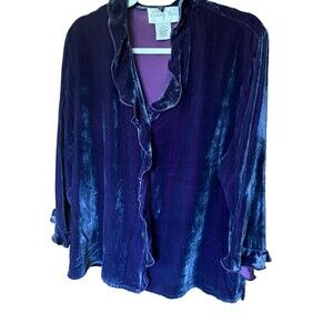 NWOT Vintage Cindy Bai Purple Velvet Long Sleeve Top Sz XL